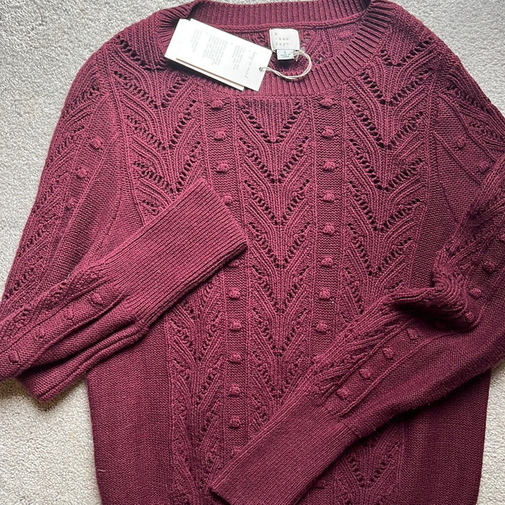 NWT A New Day Sweater- burgundy, large